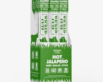 Spicy Wicked Cutz Volcanic Jalapeño Beef Sticks - 12 Pack, High Protein Snack)