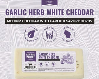 Bundle 3 Farmers Market Foods Garlic Herb White Cheddar Cheese Shelf Stable 7oz