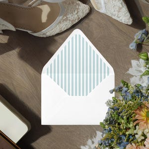 Blue Stripe Wedding Envelope Liner Template (Digital Download)