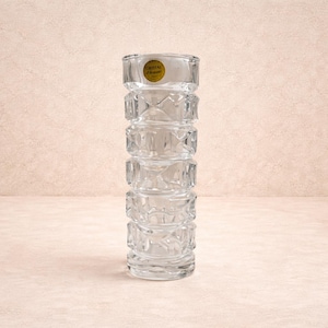Cristal d'Arques Lead Crystal Block Vase | Stacked Geometric Form | France | Brutalist Crystal | Vintage French Crystal Vase