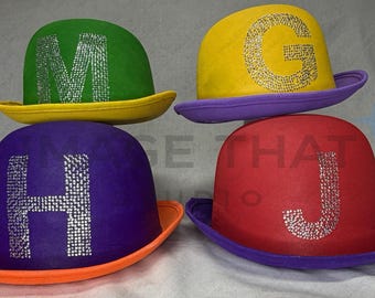 Personalisierte Strass Bowler-Hut - Hand bedeckt Konzert Festival Outfit Nimm das