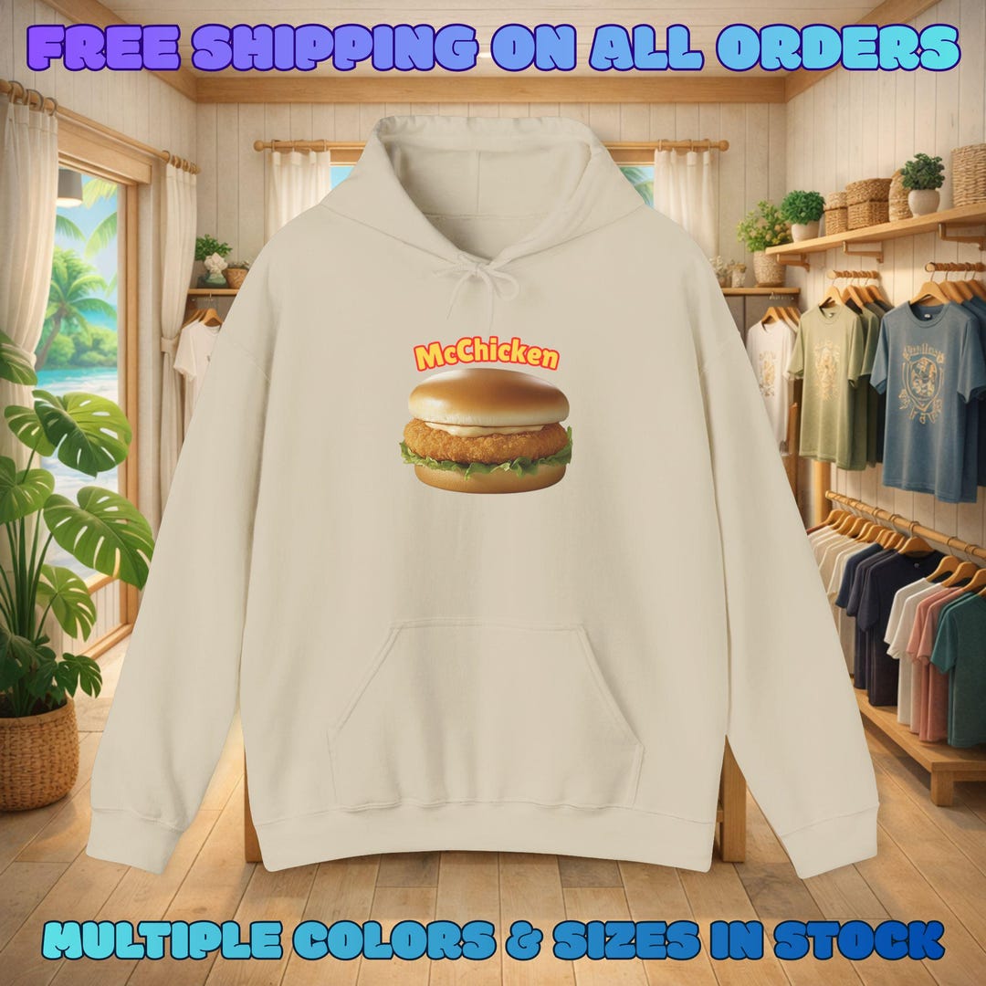 Mcchicken Burger Hoodie | Fast Food Sandwich Graphic Sweatshirt - Etsy