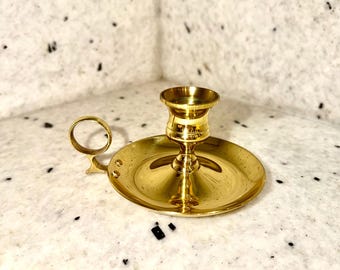 Vintage Baldwin Kerzenhalter aus Massivmessing Fingerschlaufe aus den USA