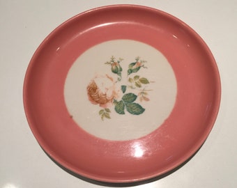 vintage Hyalyn art pottery pink rose mid-century decorative plate