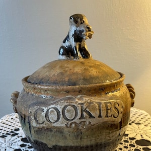 dog cookie jar handmade &#39;70s Big Sur stoneware pottery ceramic