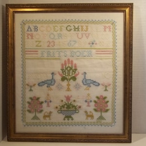 vintage hand embroidered sampler