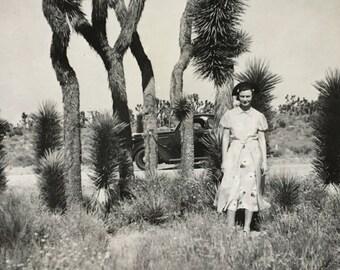 photograph of my grandma Cora Louise in Joshua Tree Desert in the 1930's