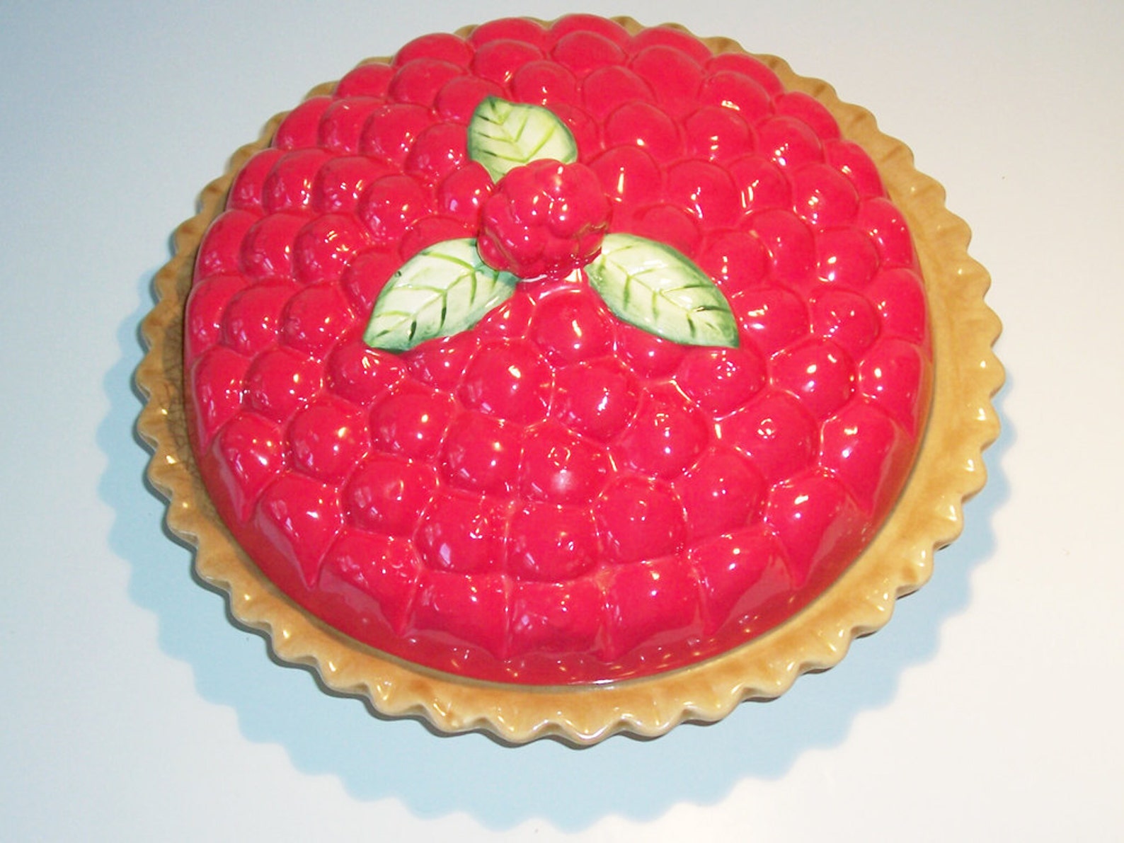 Ceramic Cherry Pie Dish Plate with Lid Etsy