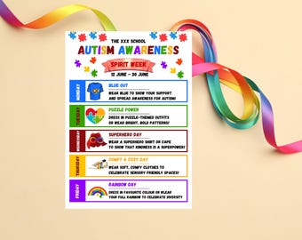 Autism Awareness Spirit Week Editable Template (Digital Download)