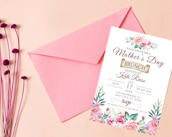 Editable Floral Mother's Day Brunch Invitation (Digital Download)