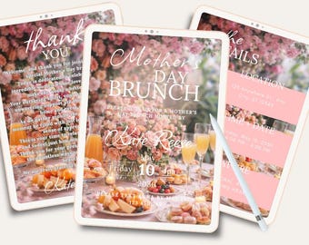 Mother's Day Brunch Invitation, Floral Floral Design, Editable (Digital Download)