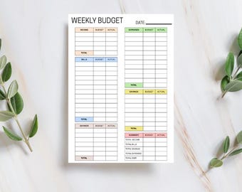 Weekly Budget Planner, Expense Tracker, Finance Management (PDF Download)