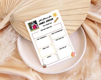 All About Me Invitation Card, Kids Introduction Party Icebreaker (Digital Download)