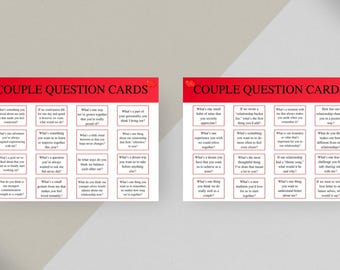 Couple Question Cards, Relationship Conversation Starters, Date Night Game (Printable)
