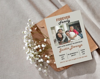 Forever Family Adoption Celebration Invitation, Gotcha Day Party Sign (Digital Download)