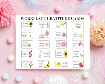 Workplace Gratitude Cards, Employee Appreciation Notes, Staff Thank You Printable (Digital Download)