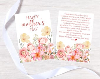 Floral Happy Mother's Day Card, Watercolor Floral Greeting (Digital Download)