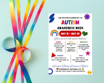 Autism Awareness Week Invitation, Editable Event Template (Digital Download)