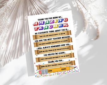 Teacher Appreciation Card, Thank You For Being Teacher, Printable Greeting (Digital Download)