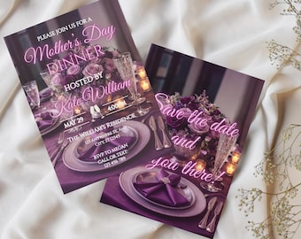 Editable Mother's Day Brunch Invitation, Black Pink Mom Celebration Invite (Digital Download)