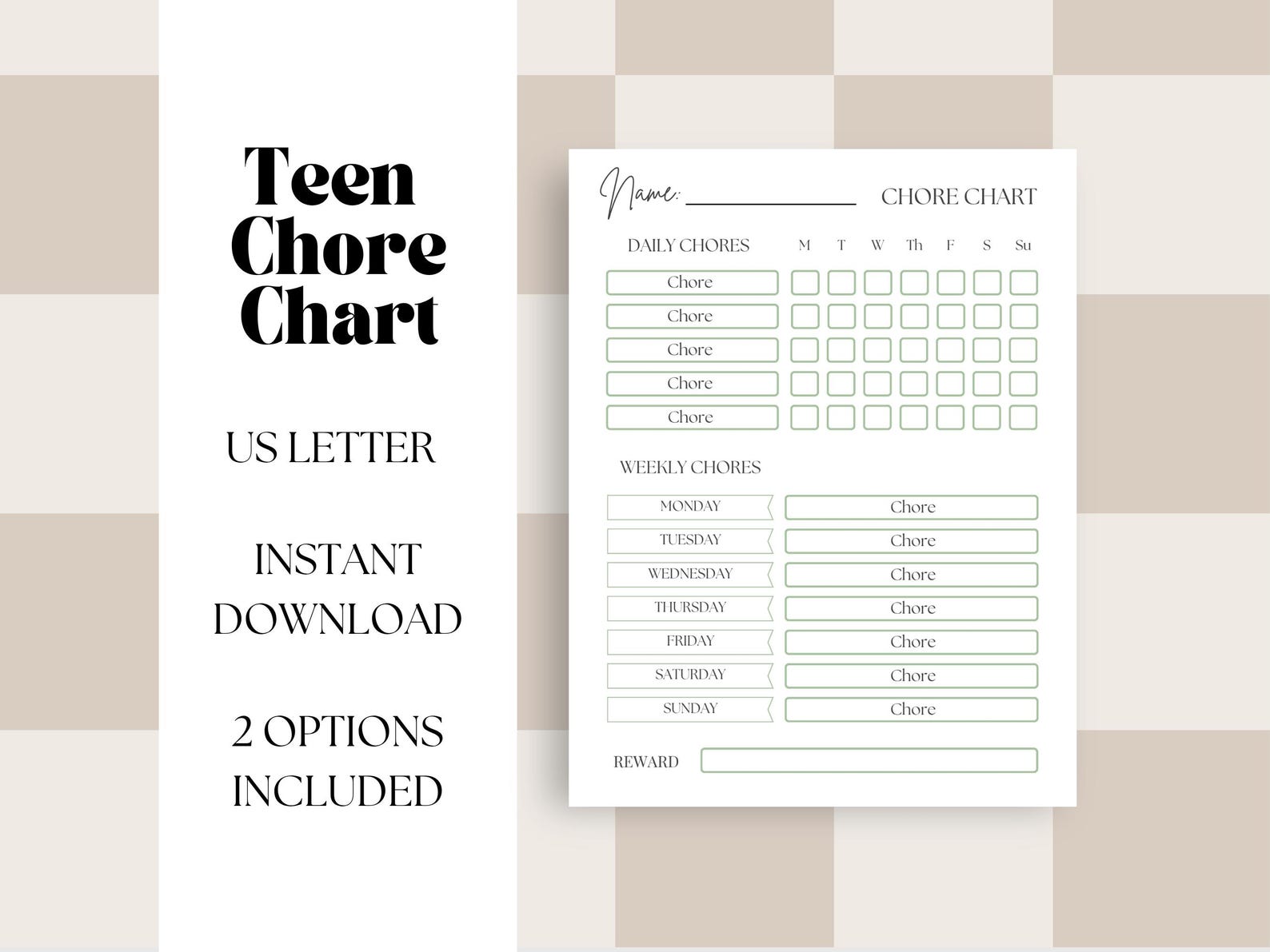 Editable Weekly Chore Chart Kids Teens Tweens Pre-teens, Daily and ...