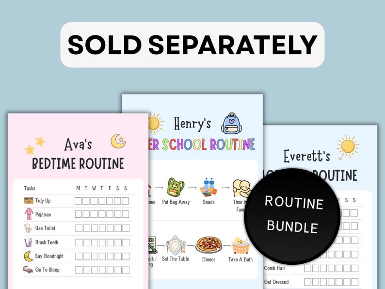 Sold Routine Chart Editable Kids Morning Routine Chart | Visual Schedule Canva Template ...