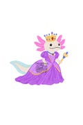 Axolotl Queen Art Print | Whimsical Animal Costume Wall Art (4x6") product logo