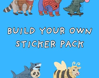 Build Your Own Sticker Pack | Pick Your Own Vinyl Stickers | Cute Funny Animal Stickers | Waterproof Sticker Bundle | 3, 4, 5 or 10 Pack