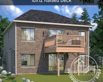 Erhöhtes Deck 10x12 Pläne | Handwerker bereit Bauplan | Sofort PDF Download