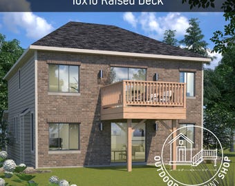 Erhöhtes Deck 10x10 Pläne | Handwerker bereit Bauplan | Sofort PDF Download