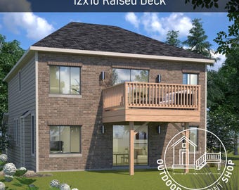 Erhöhtes Deck 12x10 Pläne | Handwerker bereit Bauplan | Sofort PDF Download
