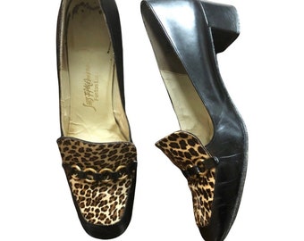 Leopard Saks Fifth Avenue Block Heels 7.5 AAA