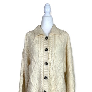 Vintage Irish Fisherman Style Cream Cardigan image 1
