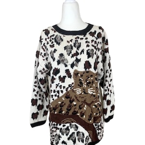 Vintage Novelty Leopard Knit Sweater