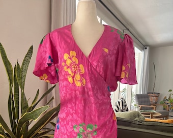Vintage Flora Kung Silk Wrap Dress