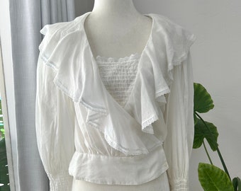 Vintage White Cotton Gauze Blouse