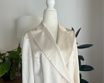 90's Ivory Silk Wrap Blouse