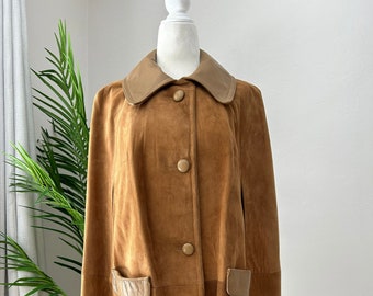 70's Brown Suede Leather Cape