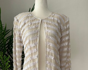 White Silk Sequin Jacket