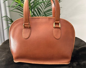 Brown Leather Clamshell Bag