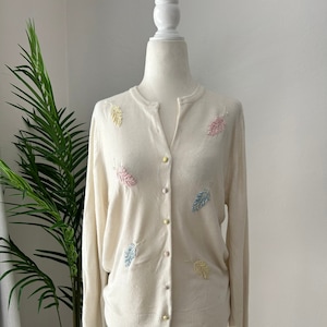 Vintage Embroidered Cream Cardigan