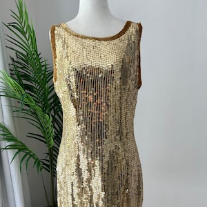 Vintage Gold Sequin Shift Dress