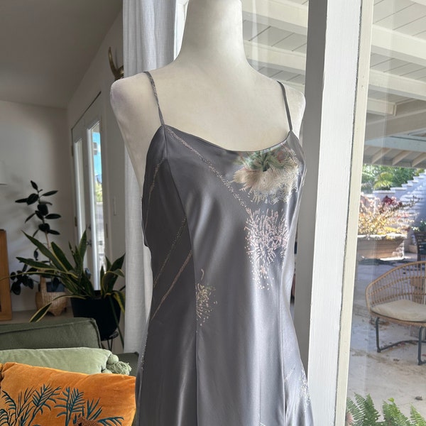 Y2K Victorias Secret Grey Dandelion Silk Slip