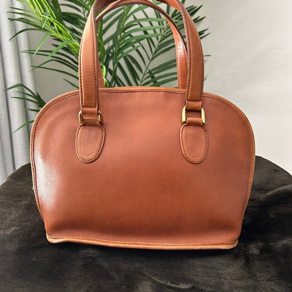 Brown Leather Clamshell Bag