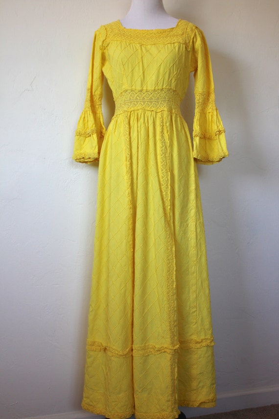 Vintage Yellow Mexican Cotton Wedding Dress