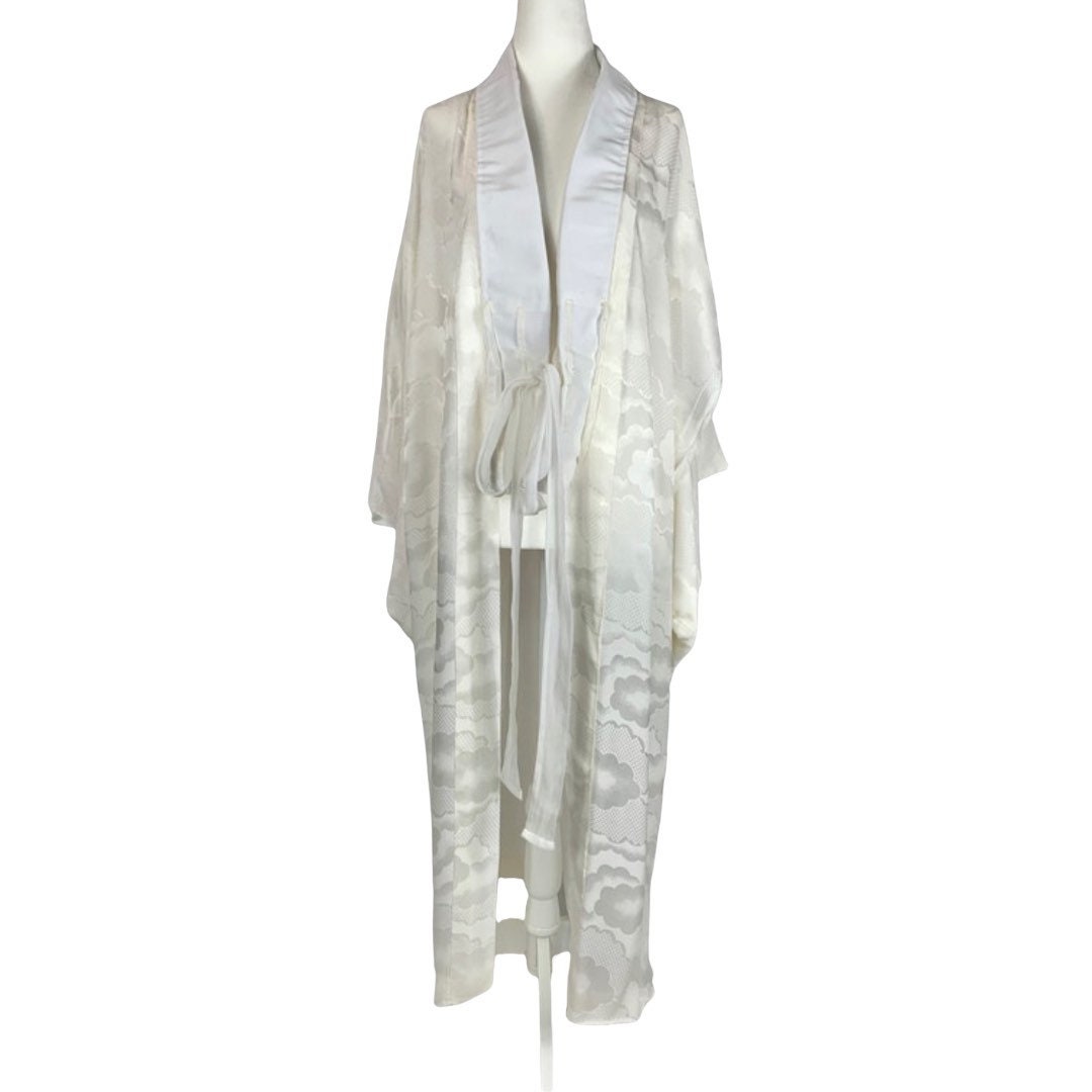 Vintage Traditional Japanese White Cloud Print Robe - Etsy
