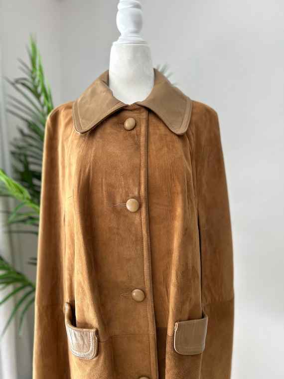 70's Brown Suede Leather Cape - image 4