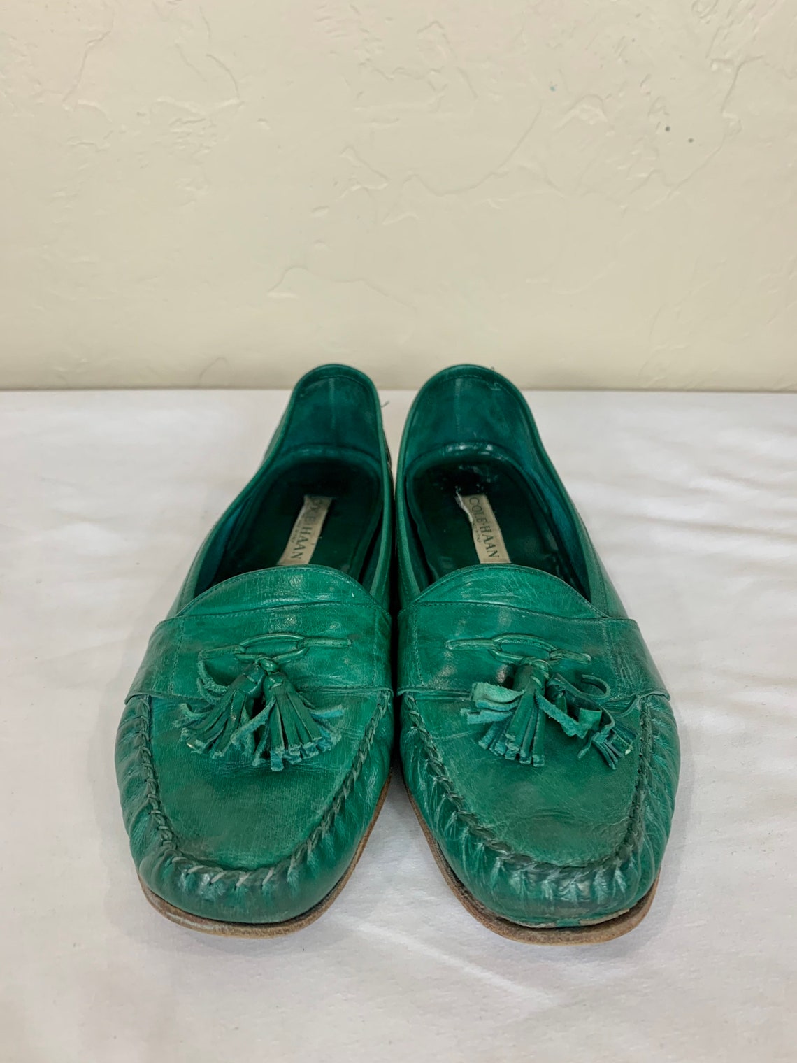 Vintage Cole Haan Emerald Green Leather Loafers 10 Etsy