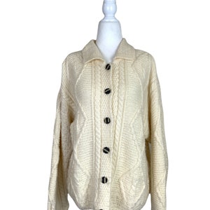 Vintage Irish Fisherman Style Cream Cardigan image 2