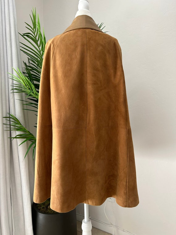 70's Brown Suede Leather Cape - image 5